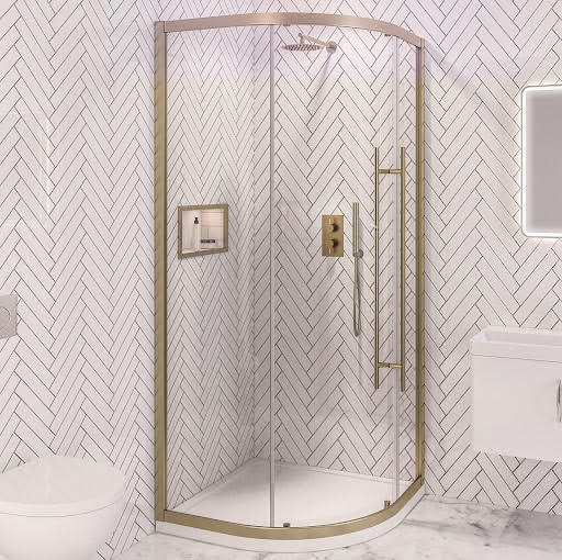 Clario Vantage 2000 Quadrant Shower Enclosure 900 x 900mm - Brushed Brass