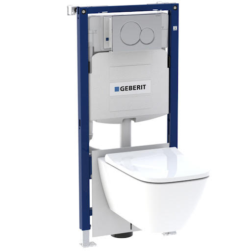 Geberit Smyle Wall Hung Toilet with Sigma Concealed Cistern and Flush Plate