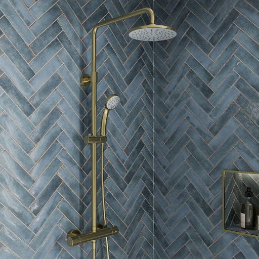 Merano Avellino Dual Head Thermostatic Bar Mixer Shower Brushed Brass