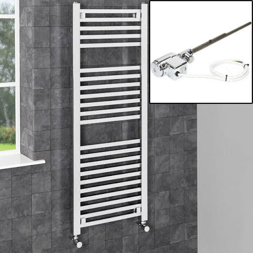 Dual Fuel Square Bar Heated Towel Rail 1200 x 450mm Thermostatic