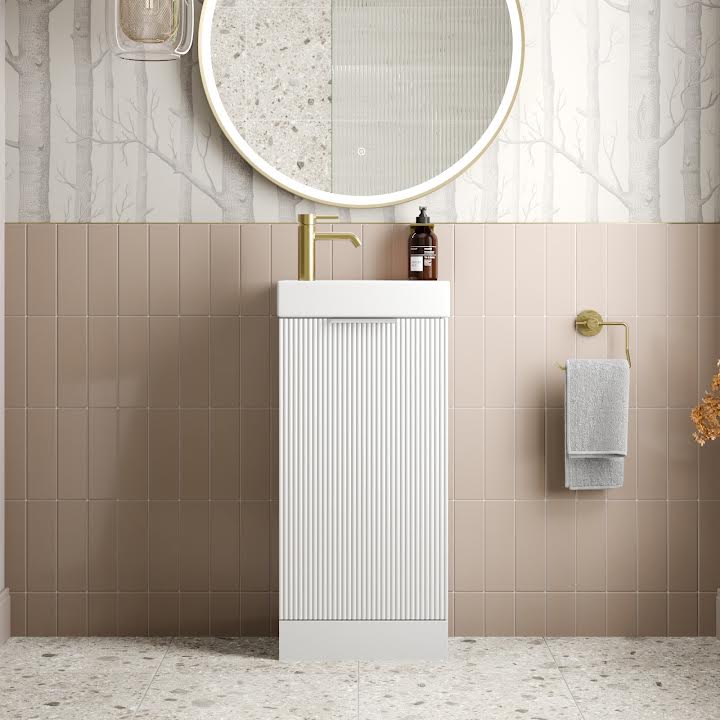 Artis Fluted Freestanding White Vanity Unit 400mm Artis Fluted Freestanding White Vanity Unit 400mm
