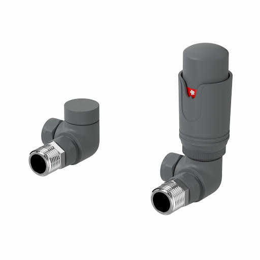 DuraTherm Corner Anthracite Thermostatic Radiator Valve Pack - 15mm