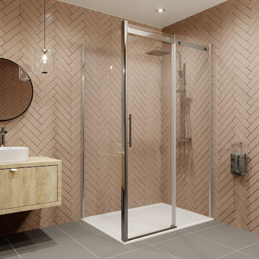Diamond Frameless Sliding Shower Enclosure 1000 x 800mm - 8mm