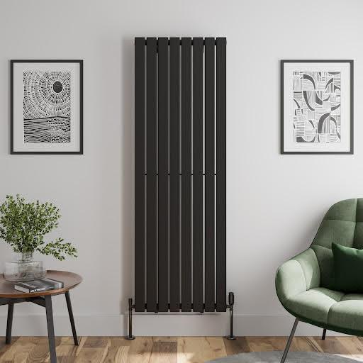 DuraTherm Vertical Single Flat Panel Designer Radiator - 1800 x 605mm Black