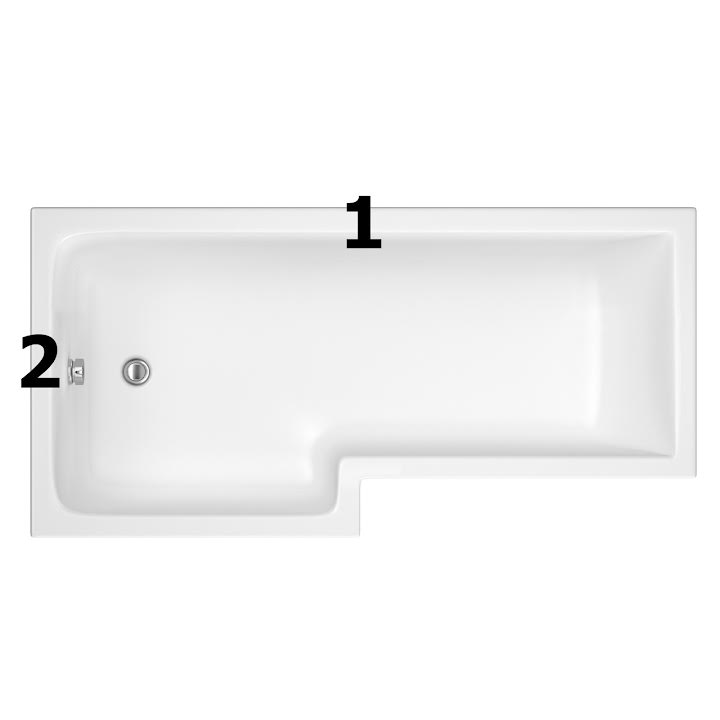 Ceramica L Shaped Shower Bath Bundle 1600mm Right Hand - Including Shower Screen and Front Bath ...