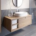 Vitusso Wood Wall Hung Vanity Unit & Basin with Shelf 1100mm LH
