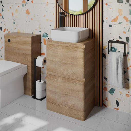 Regis Forma Wood Freestanding Countertop Vanity Unit with Cannes White Basin - 500mm