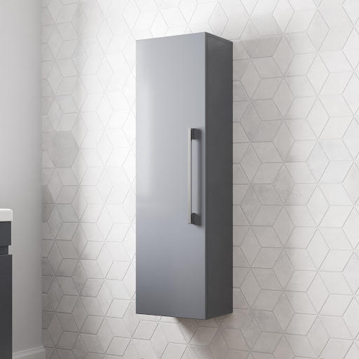 Artis Breeze Grey Gloss Wall Hung Tall Bathroom Cabinet 1200 x 350mm