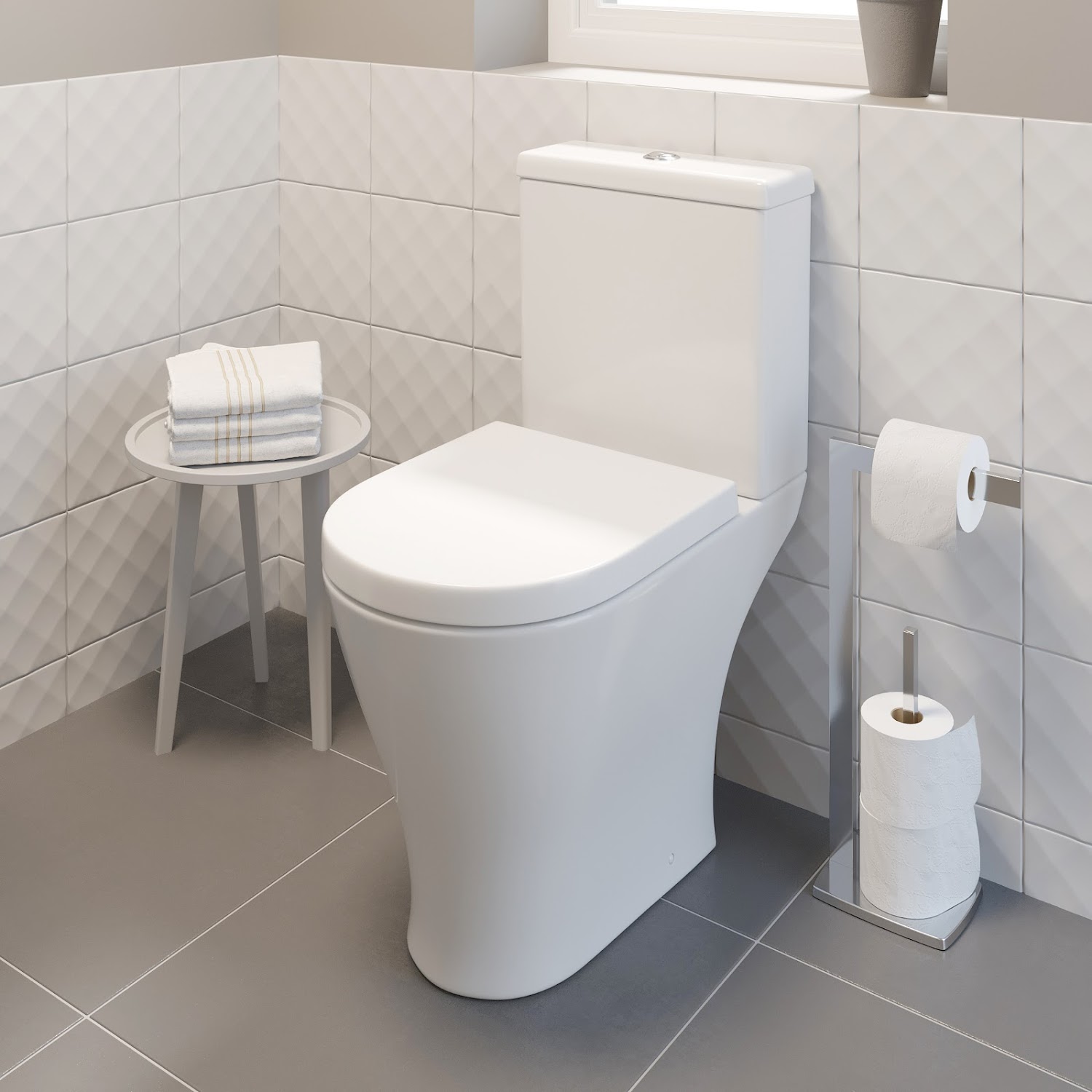 Enge Verbindung Badezimmer Toilette modern weiß eckig Keramik Soft