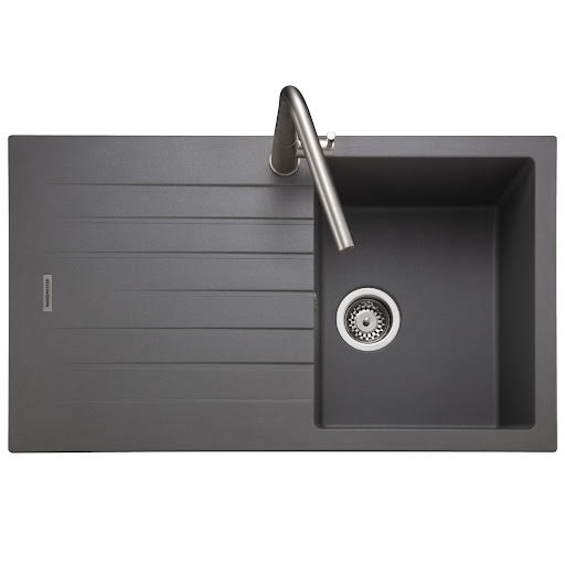 Rangemaster Andesite Inset Single Bowl Granite Kitchen Sink 860 x 500mm, Grey - AND860DG