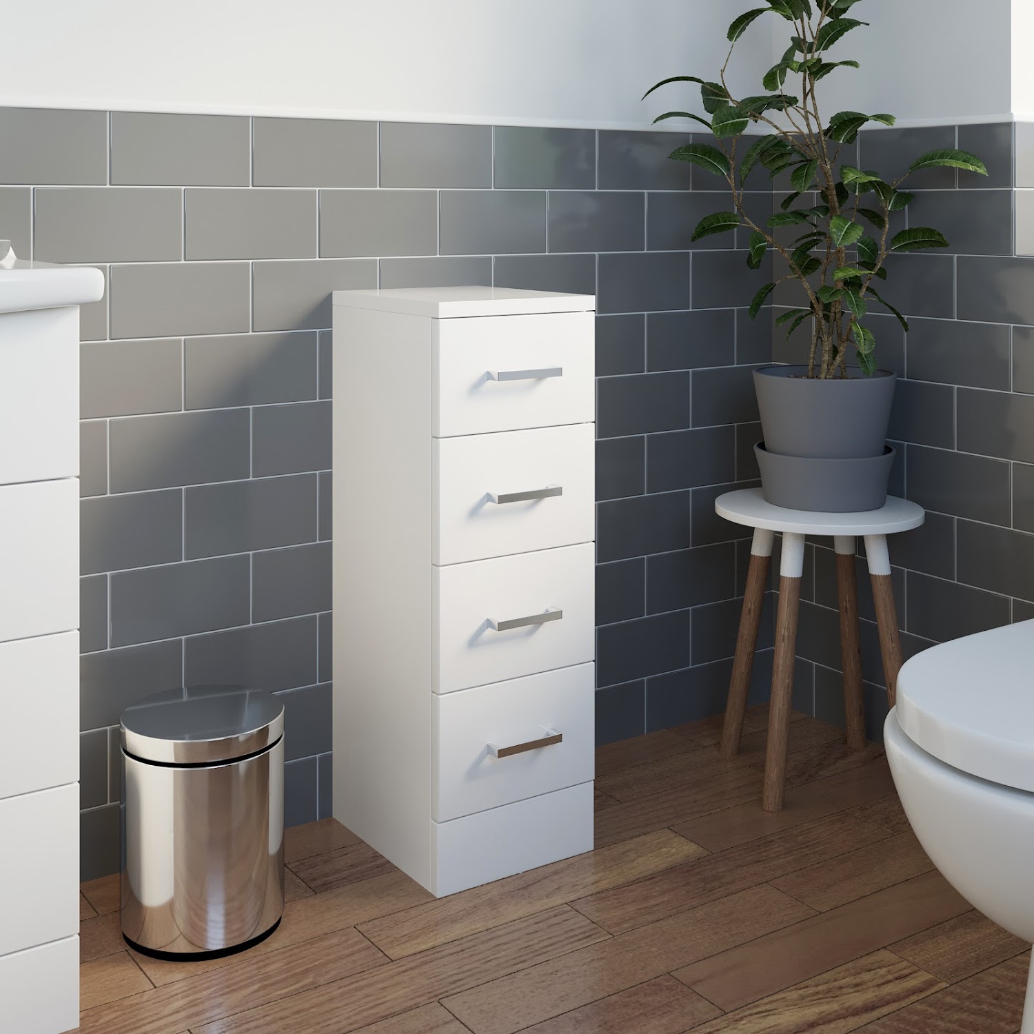 white gloss storage cupboard