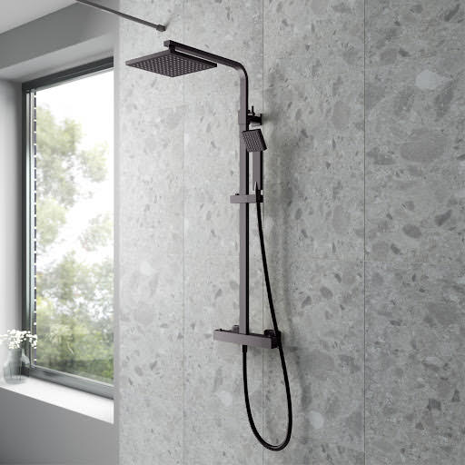 Merano Arvan Square Dual Head Thermostatic Bar Mixer Shower