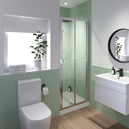 Luxura Bifold Shower Door 760mm with 760 x 760mm Raised Non Slip Tray and Waste - 6mm