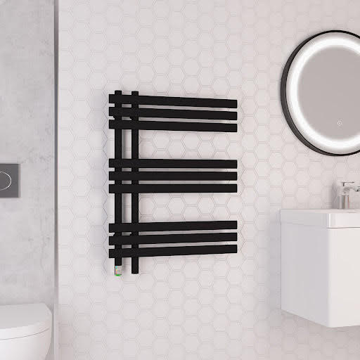 Solaro Loddon 800 x 600mm Electric Heated Towel Radiator - Matt Black