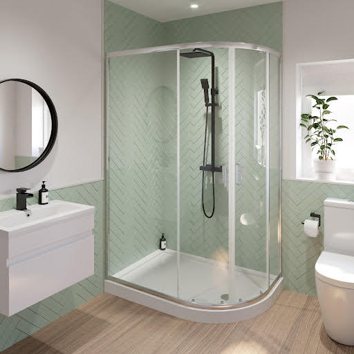 Luxura Offset Quadrant Shower Enclosure 1200 x 800mm with Raised Tray & Waste (Right Hand) 6mm