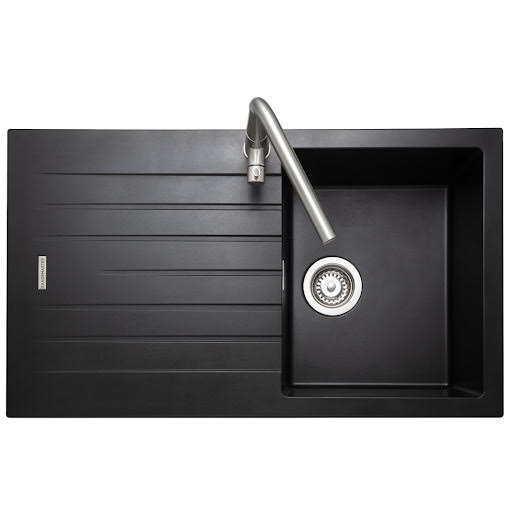 Rangemaster Andesite Inset Single Bowl Granite Kitchen Sink 860 x 500mm, Black - AND860AS