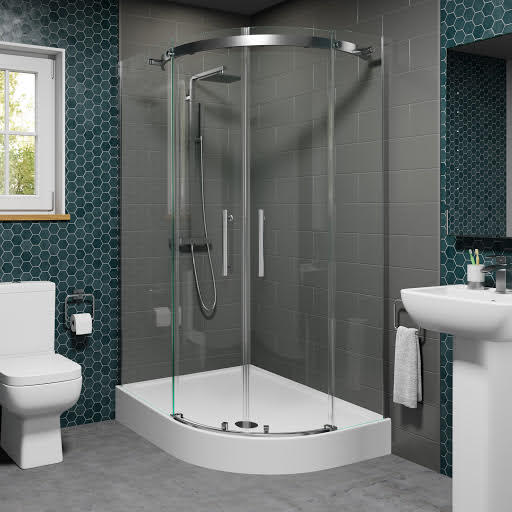 Diamond Frameless Offset Quadrant Shower Enclosure 1200 x 900mm with Raised Tray Right Entry 8mm