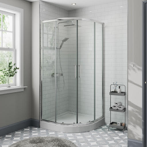 Diamond Quadrant Shower Enclosure 1000 x 1000mm with Raised Non Slip Tray - 8mm