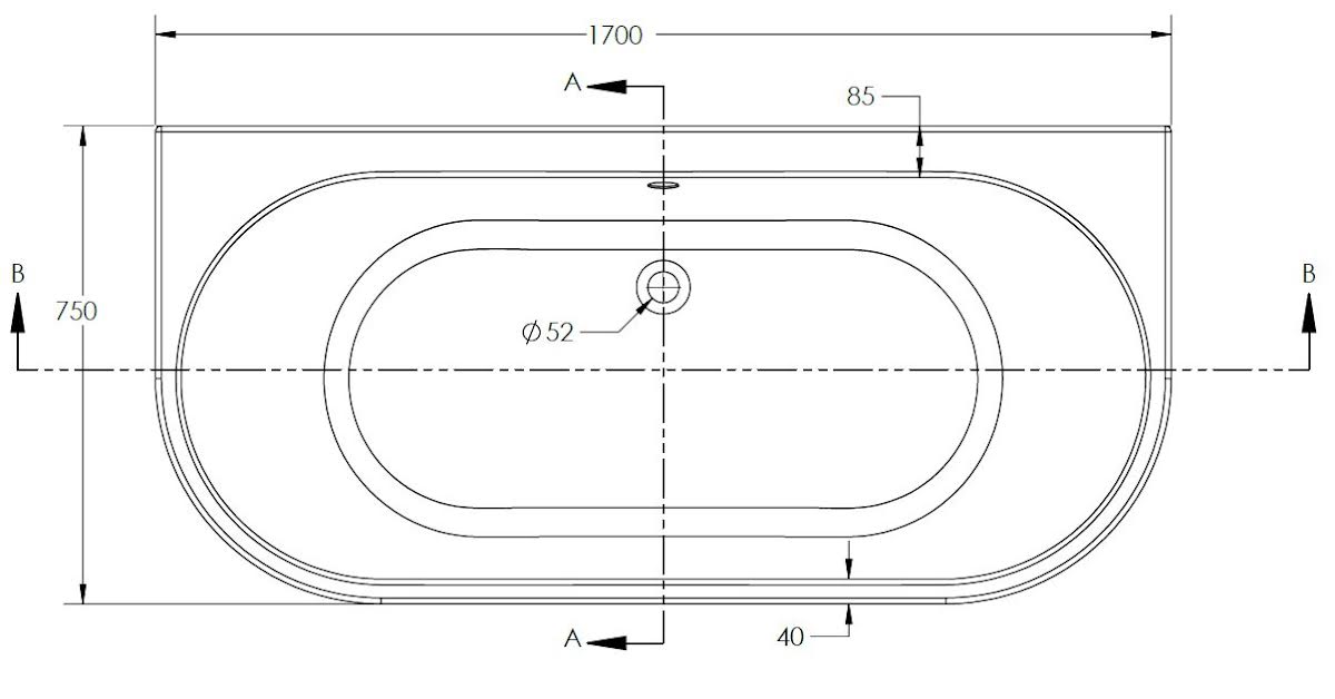 Affine Back To Wall Double Ended Bath with Panel 1700 x 750mm