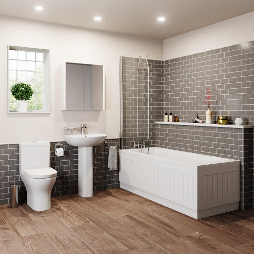 Arles Bathroom Suite with Single Ended Square Bath 1700 x 700mm
