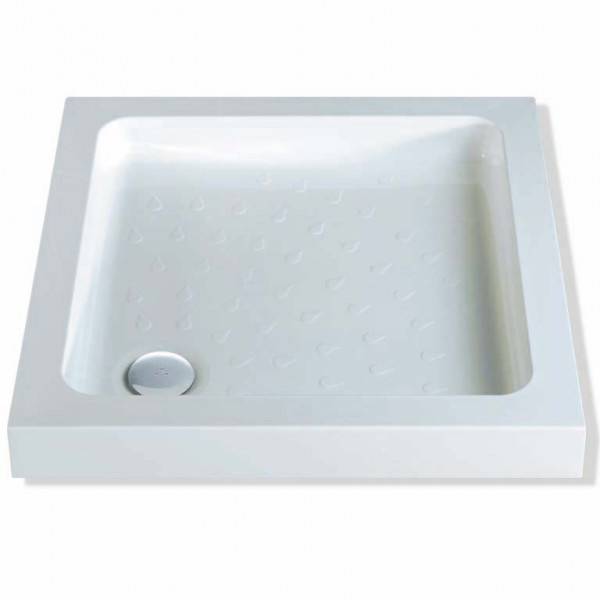 MX Classic Deep Square Shower Tray 760 White Durable Resin Waste