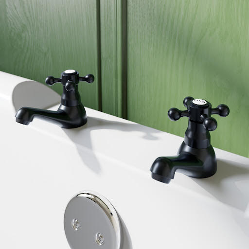 Park Lane Oxford Black Bath Pillar Taps