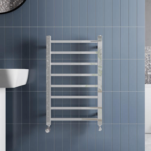 Solaro Square Bar Heated Towel Radiator Chrome - 800 x 500mm