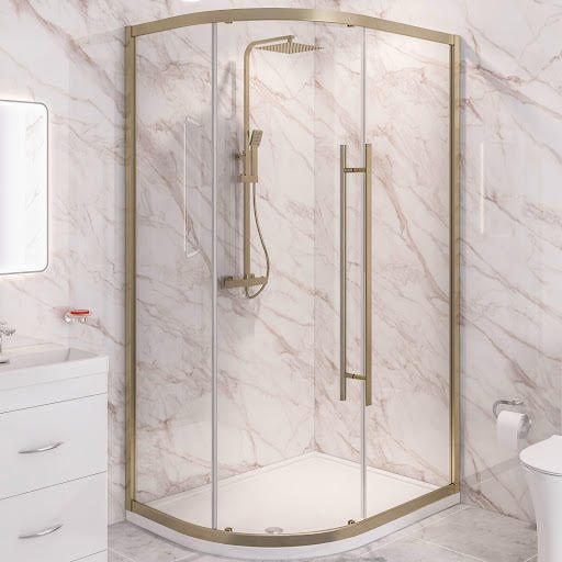 Clario Vantage 2000 Offset Quadrant Shower Enclosure 1000 x 900mm - Brushed Brass