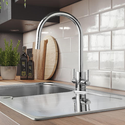 Rangemaster Aquatrend Pull Out Kitchen Tap - Twin Lever Chrome TRE1POCM