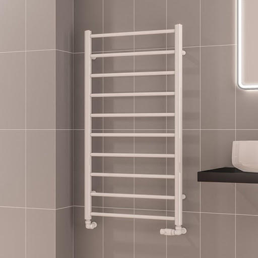 Solaro Tuscan Round Bar 1200 x 600mm Heated Towel Radiator - Gloss White