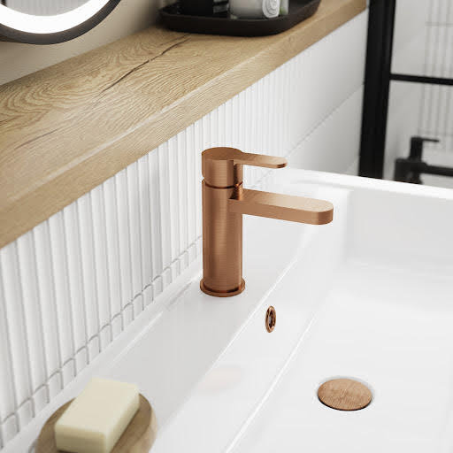 Aquari Curvo Brushed Bronze Basin Mixer Tap with Waste