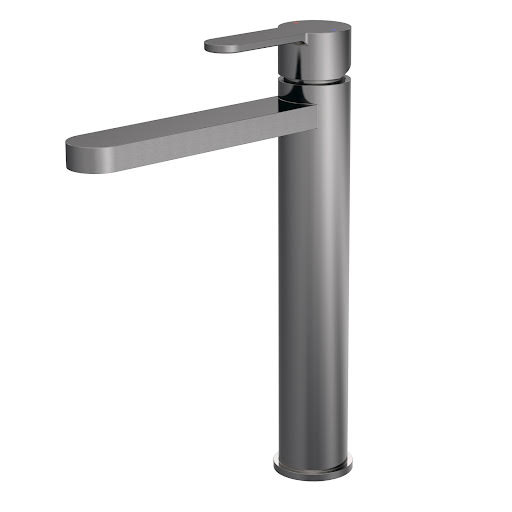 Aquari Curvo Brushed Pewter High Rise Basin Mixer Tap