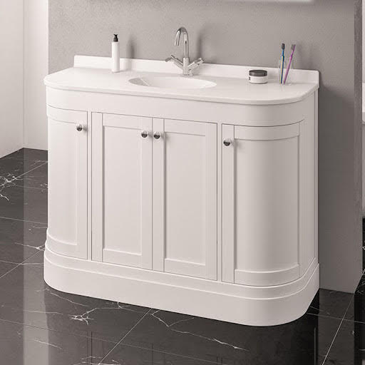 Opula Hardwick White Freestanding Bathroom Vanity Unit with Basin – 1200mm