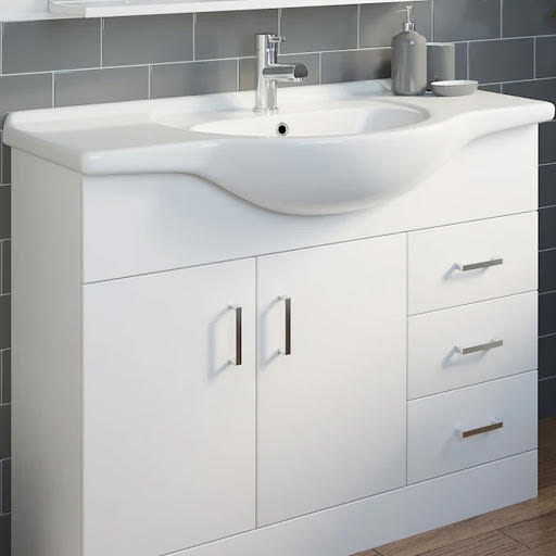 Ceramica White Gloss Semi-Recessed Basin - 1050mm