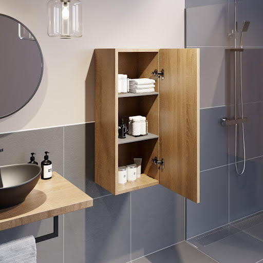 Vitusso Wood Wall Hung Tall Bathroom Cabinet - 750 x 300mm