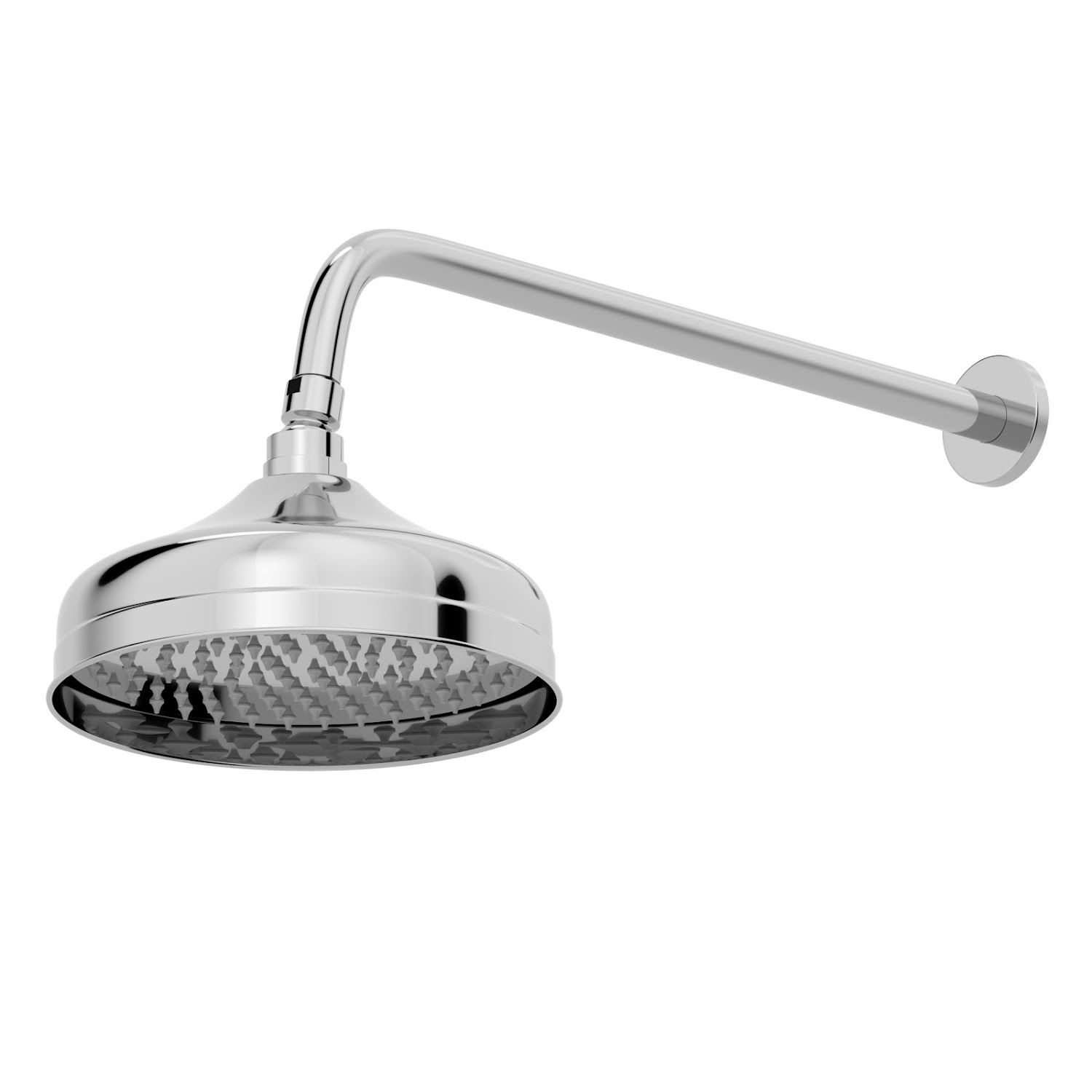 Traditional Bathroom Wall Mounted Chrome Round Drencher Fixed Shower