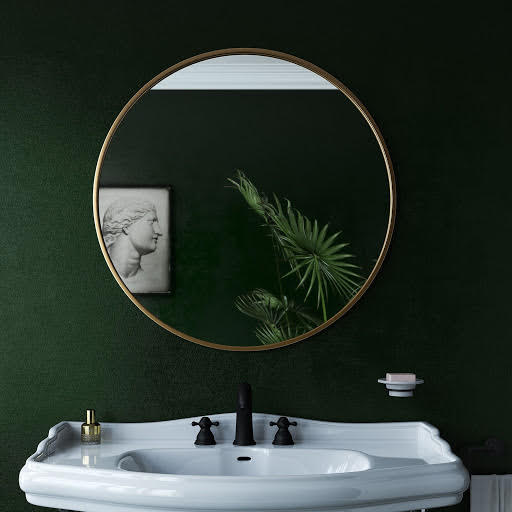 Vasari Round Brushed Brass Framed Bathroom Mirror 600 x 600mm