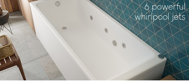 Vitura 1500x700mm Single Ended Square Whirlpool Bath 6 Jets Acrylic Bathroom 13 width=750