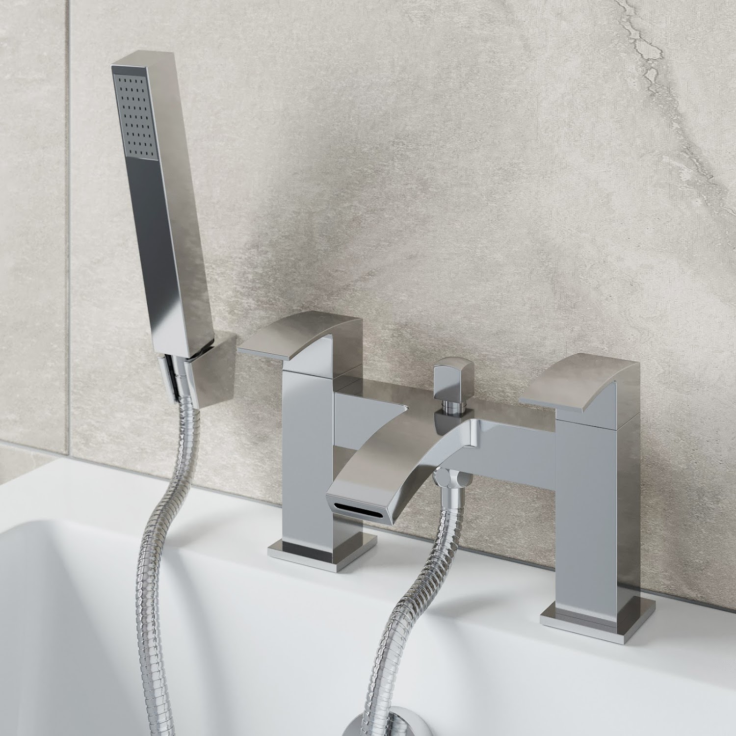 Modern Bathroom Tap Set Square Water Basin Mixer Bath Filler Shower