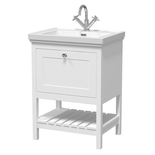 Eastlake Dover Pure White Traditional Freestanding Vanity Unit & Basin - 600mm