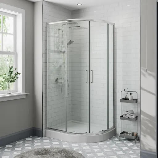 Diamond Offset Quadrant Shower Enclosure 1000 x 800mm (Right Hand) with Raised Tray and Waste - 8mm