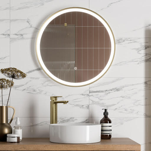Artis Round LED Mirror with Demister - 600 x 600mm Brushed Brass