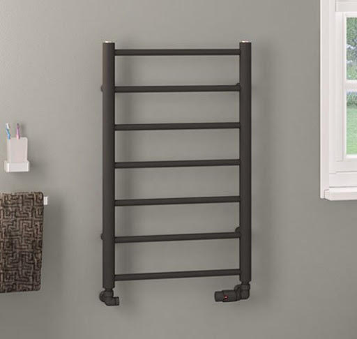 Solaro Tuscan Round Bar 800 x 500mm Heated Towel Radiator - Matt Anthracite