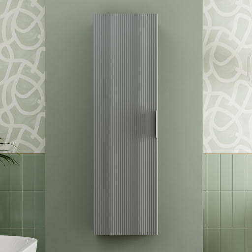 Artis Fluted Grey Tall Storage Cabinet - 1200 x 350mm