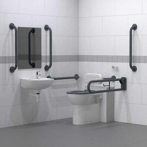 Nymas NymaPRO Back to Wall Doc M Toilet Pack with Dark Grey Exposed Fixings Grab Rails DM800K/DG