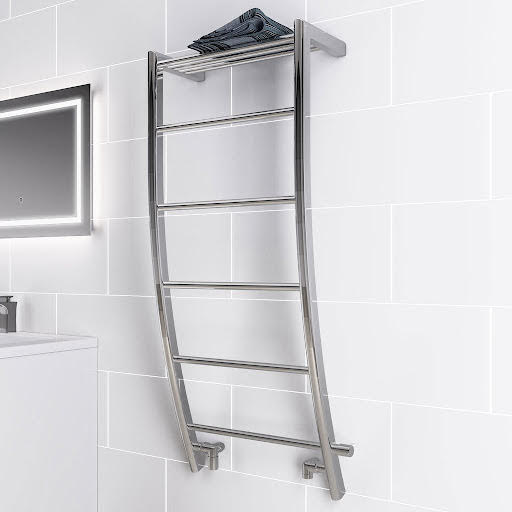 Solaro Biava Corinium 1200 x 500mm Curved Heated Towel Radiator – Chrome