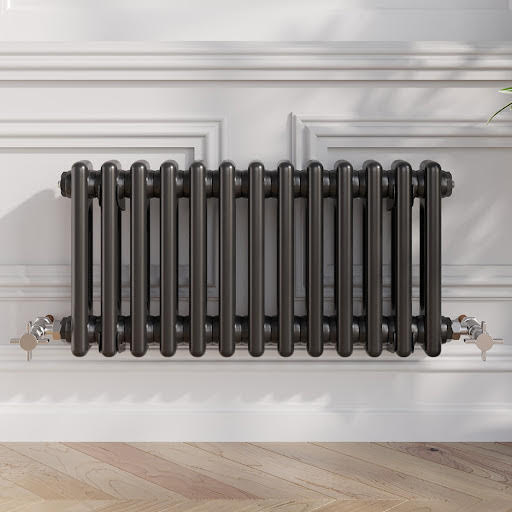 Park Lane Traditional Colosseum Double Bar Column Radiator Black 300 x 605mm