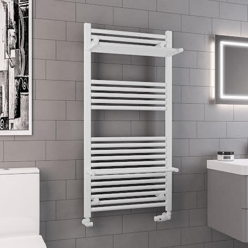 Solaro Haddenham Round Bar 1200 x 600mm Heated Towel Radiator with Hangers - Matt White