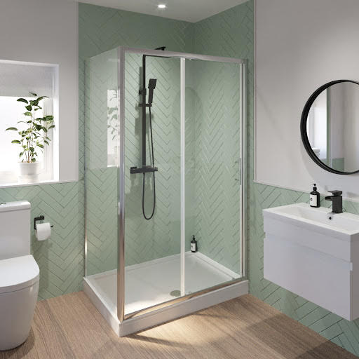 Luxura Sliding Shower Enclosure 1200 x 900mm with Raised Non Slip Tray and Waste - 6mm