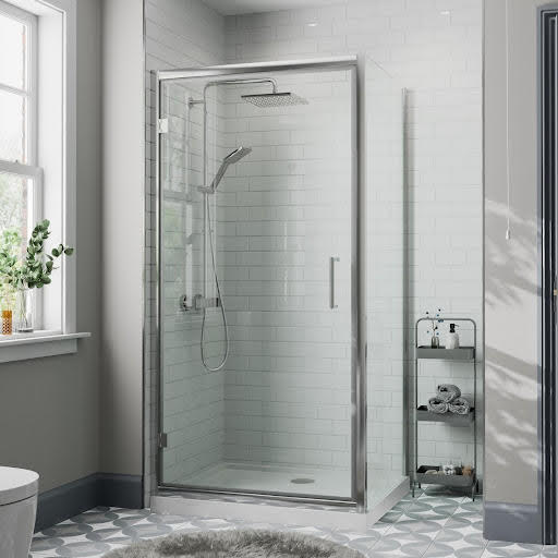 Diamond Hinged Shower Enclosure 800 x 760mm with Raised Non Slip Tray and Waste - 8mm